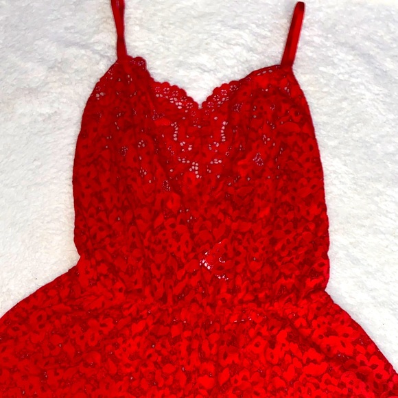 Crimson Red All Lace Romper - Picture 4 of 8